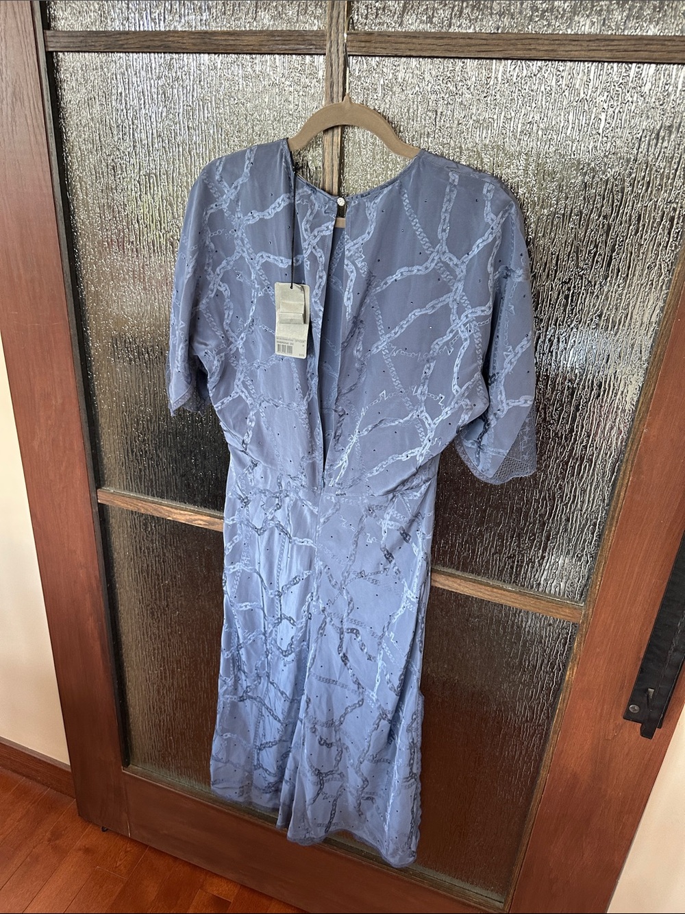 Zadig & Voltaire Rey Silk Mid-Length Dress Slate Blue Printed Sz Medium - Picture 12 of 13